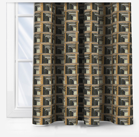 product of charcoal printed curtain with 1920s theme 