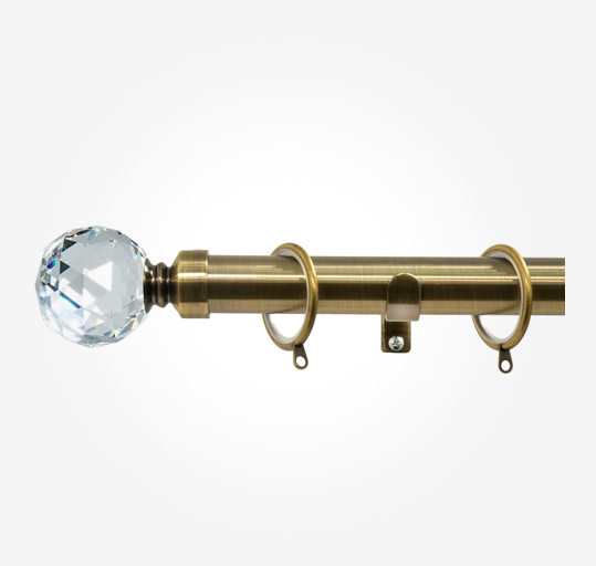 product image of antique brass crystal curtain pole 