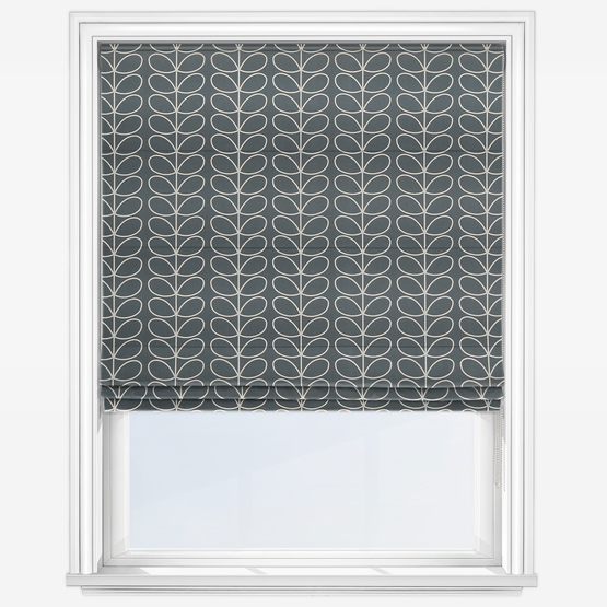 product image of cool grey roman blind with white trim 