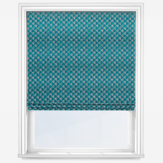 product image of silver and teal roman blind