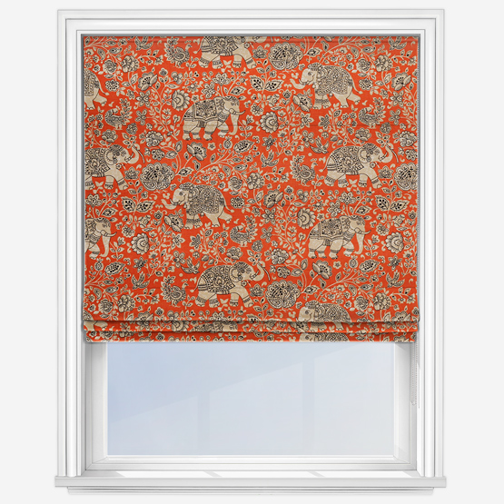 image of terracotta roman blind with elephant print 