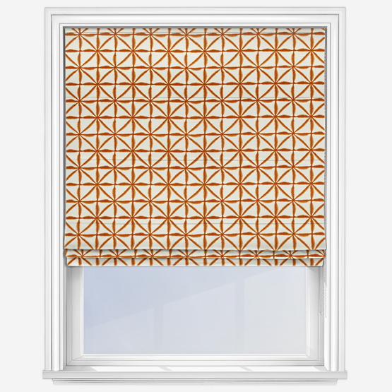 product image of white roman blind with terracotta trim