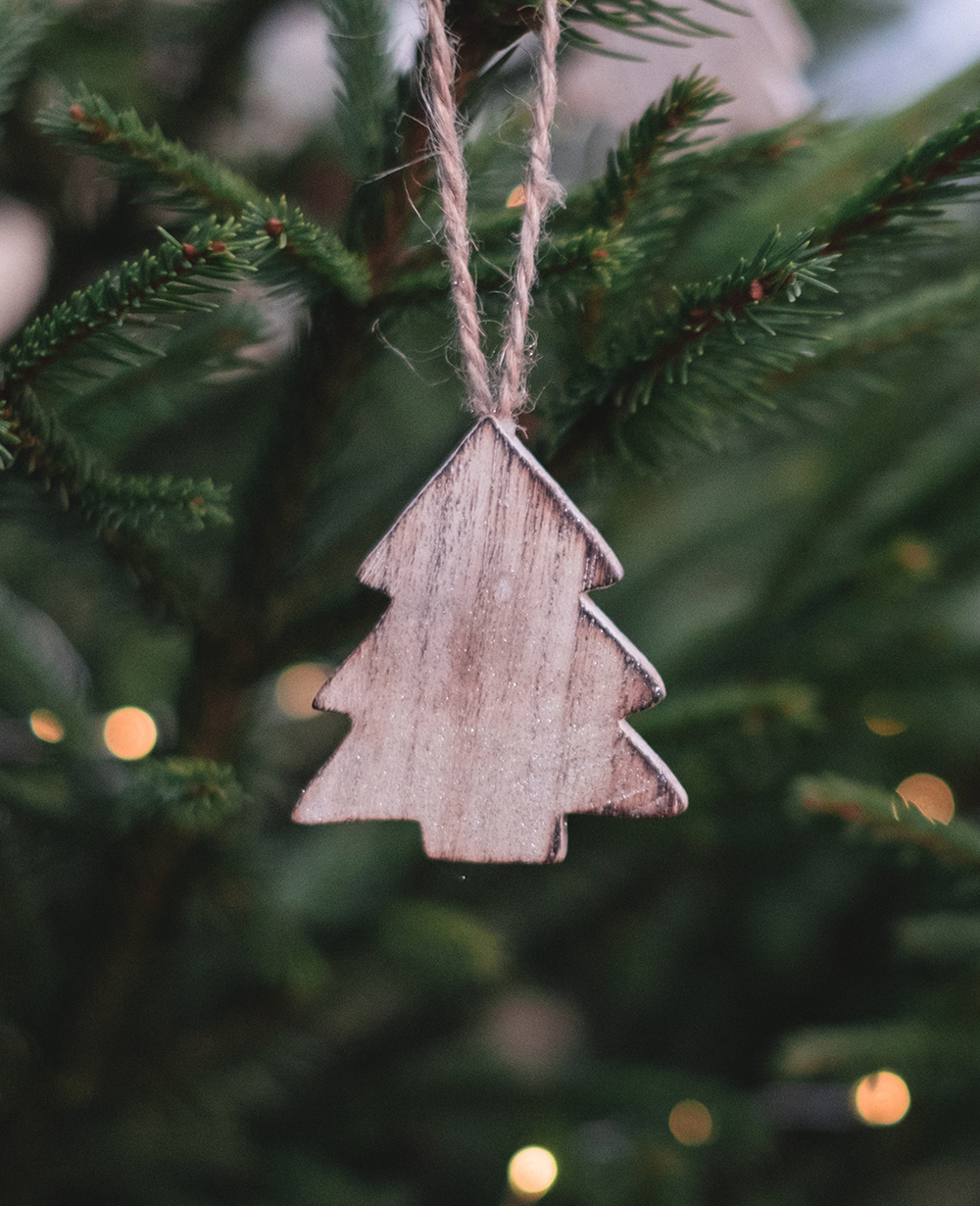 Rustic simple wooden tree decoration.
