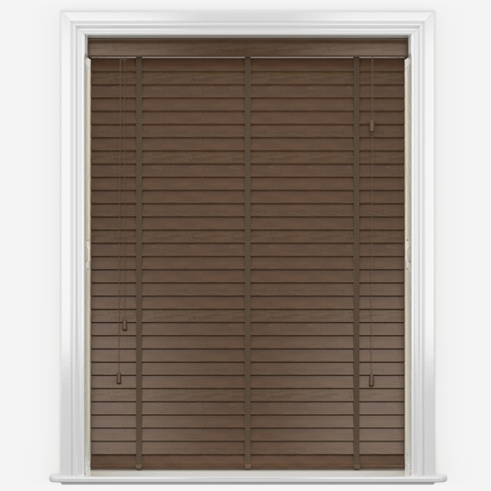 photo of walnut brown venetian blind with tapes