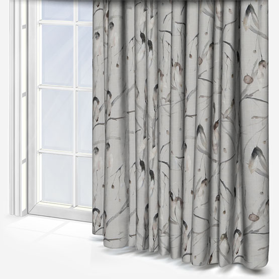 photo of grey curtain with floral print 