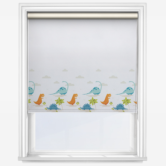 photo of child themed roller blind with dinosaur print 