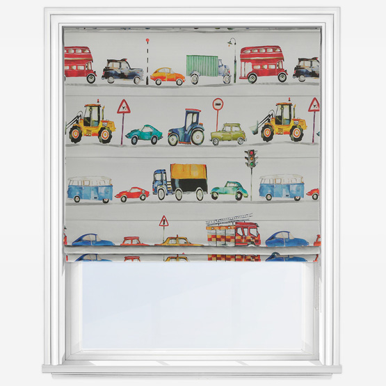 product image of roller blind with cars patterned on it