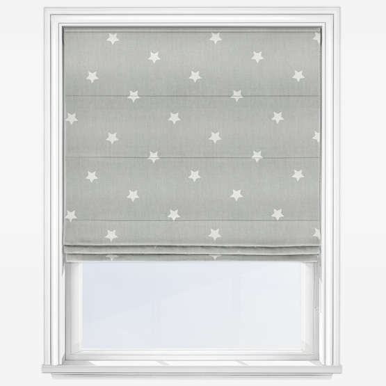 product image of grey roller blind with a star pattern 