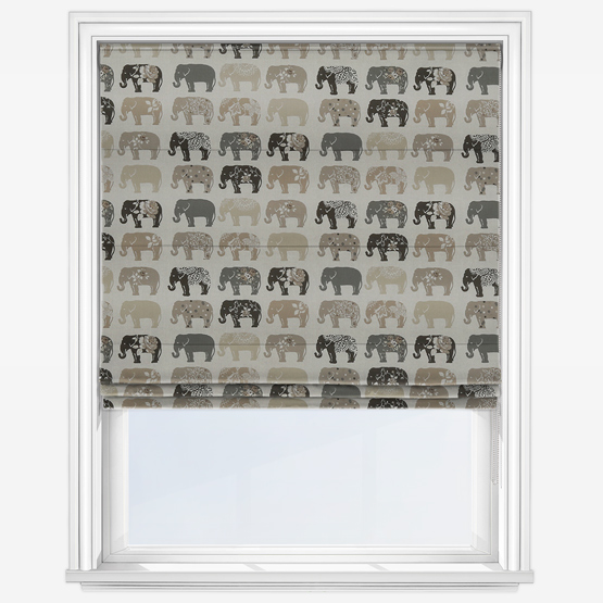 product photo of roller blind with elephant printed on it