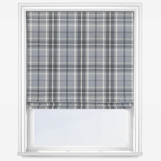 image of check patterned dove grey roller blind