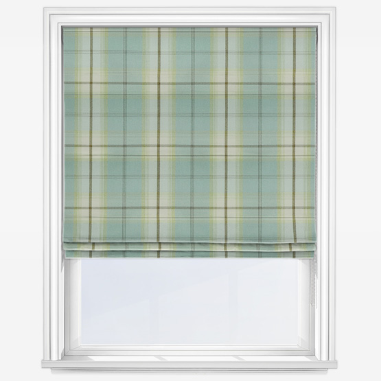 product image of duck egg roller blind with check pattern print 