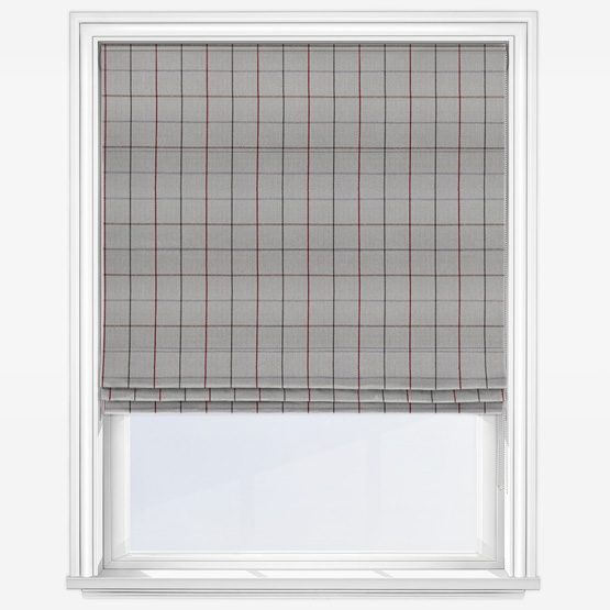 image of slate grey roman blind with windowpane check pattern
