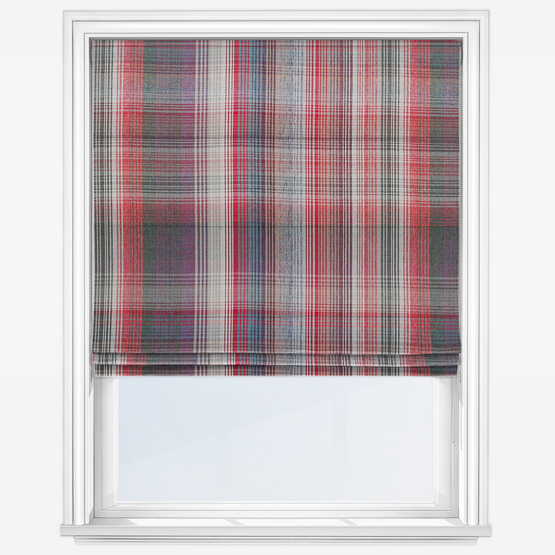 product image of red and blue check patterned roller blind 