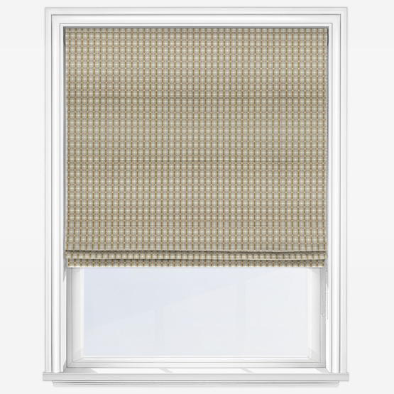 product photo of roller blind with white checked pattern 