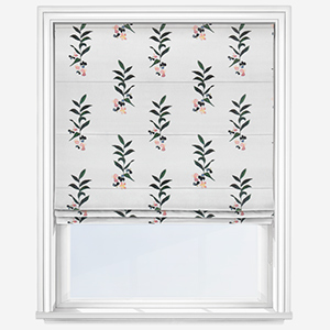 product image of white roman blind with floral print 