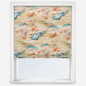 image of stylish coral printed roman blind product 