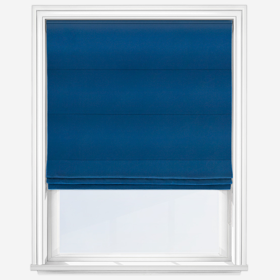 image of dark blue roman blind made with recycled fabrics