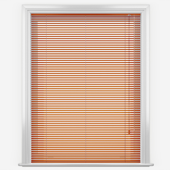photo of burnt orange venetian blinds