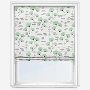 image of white coloured blind with floral print 