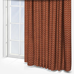 product image of dark orange curtains with white print 