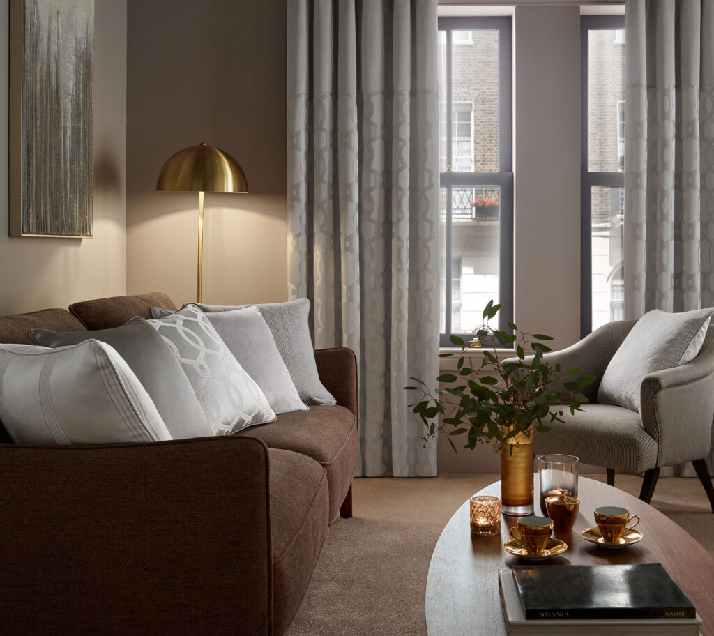 living room setting with christmas colours 