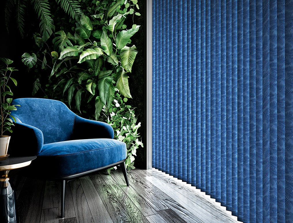 blue vertical made to measure blinds