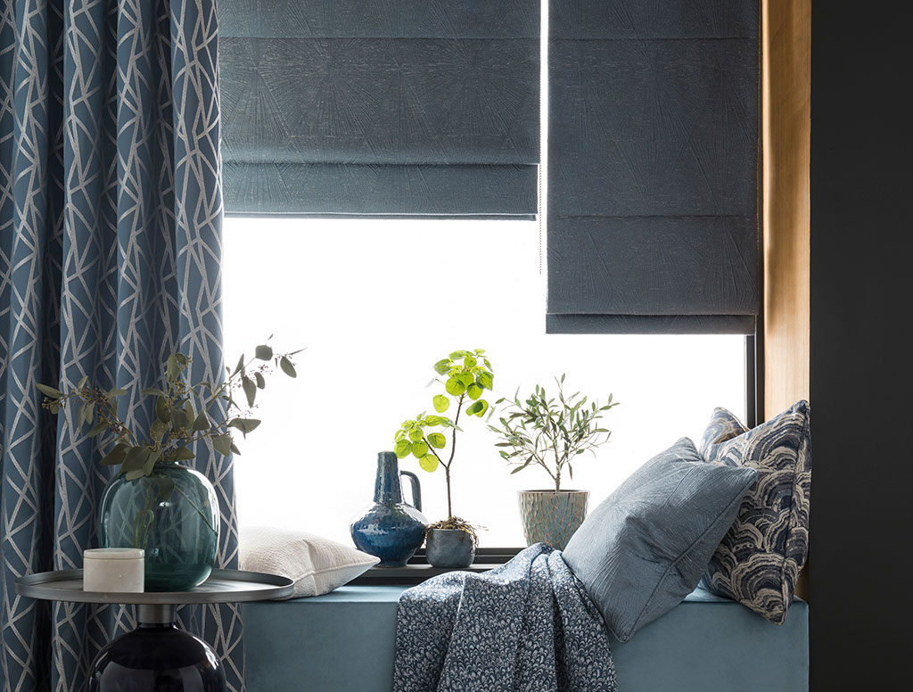 dark grey coloured blinds roman