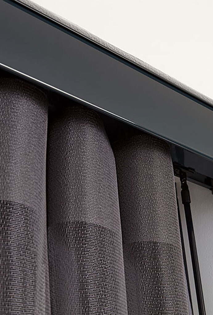 product image of dark black illusion blinds made in the uk on track 