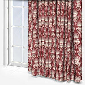 red coloured curtain with cream pattern product image