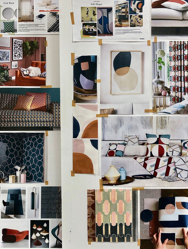 photo example of mood board for interior design as explained by pattern designer