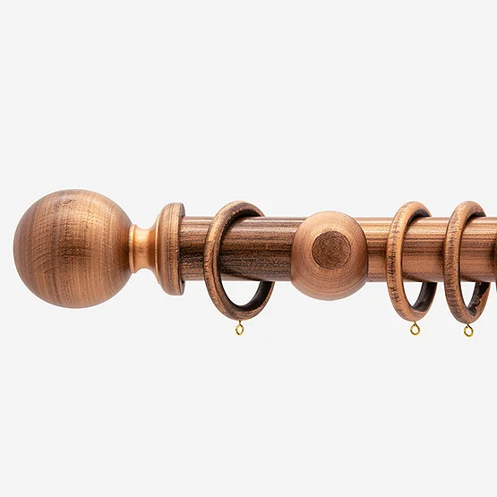 35mm Oxford Brushed Copper Ball Finial Curtain Pole.