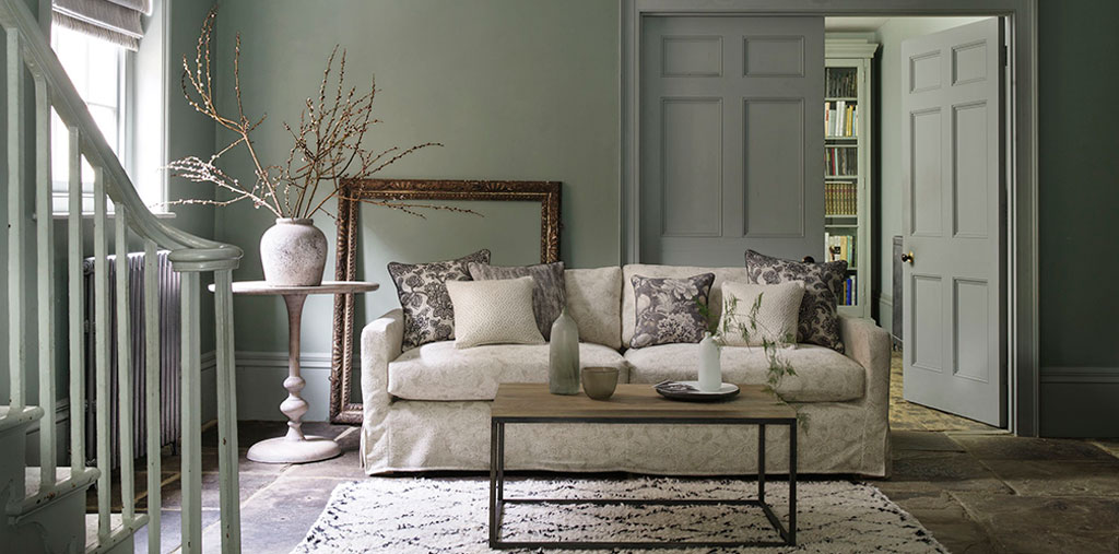 image to show example of a green winter colour palette in living room