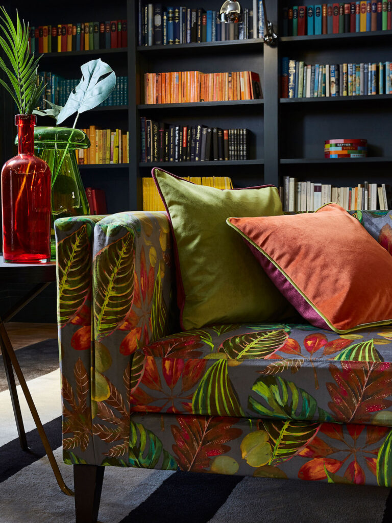 image of sofa in living room to show the type of colours that go with the colour black 