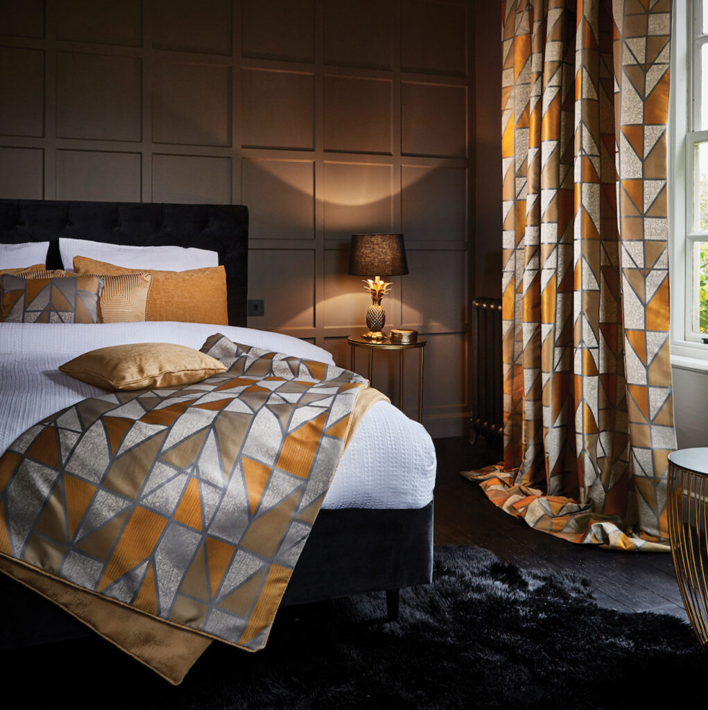 image of bedroom using a curtain with a blackout lining to block out light 
