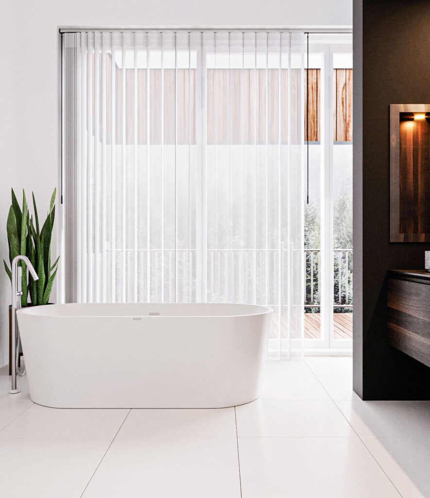 example image to show patio door blinds in bathroom