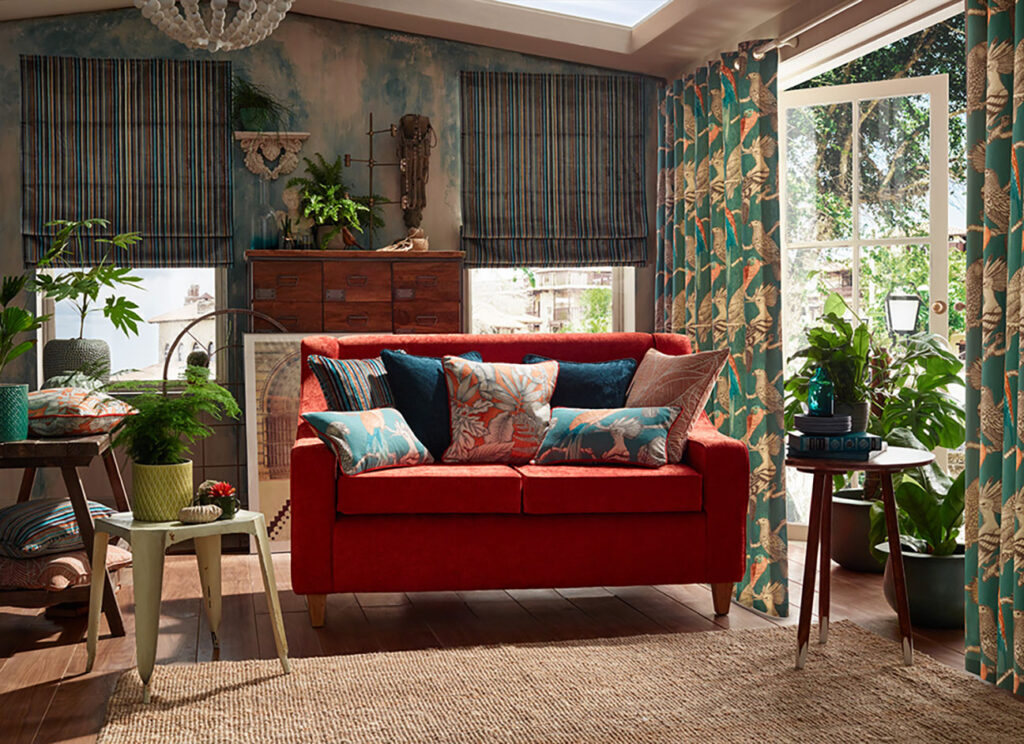 large room set image of indian design interiors being used in a home