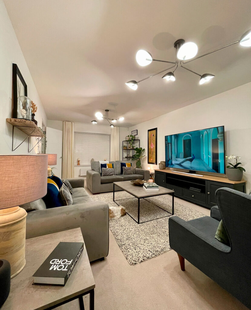 social media photo to show living room using blinds from blinds direct 