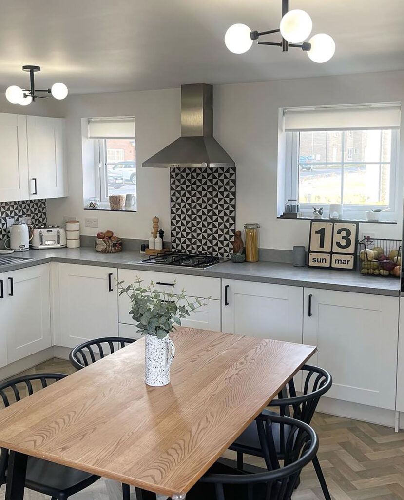photo of a social media post using blinds from blinds direct in a kitchen 