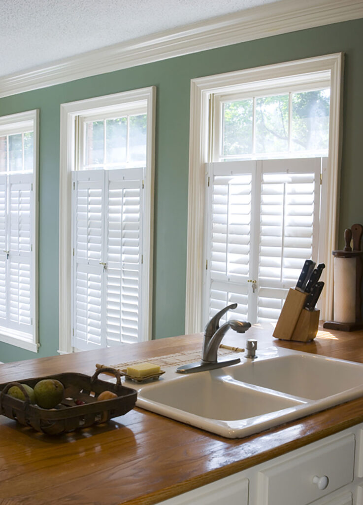 image to give an idea of what shutters look like in a kitchen 