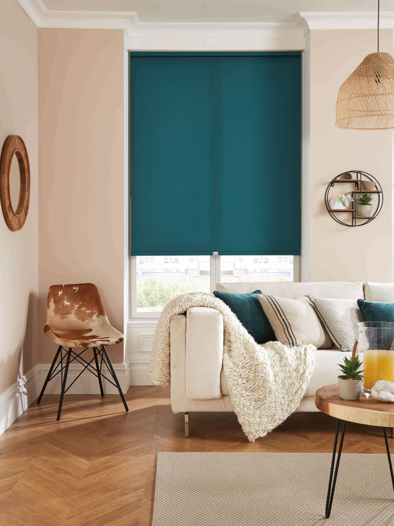 image of living room using a cordless blackout roller blind on window