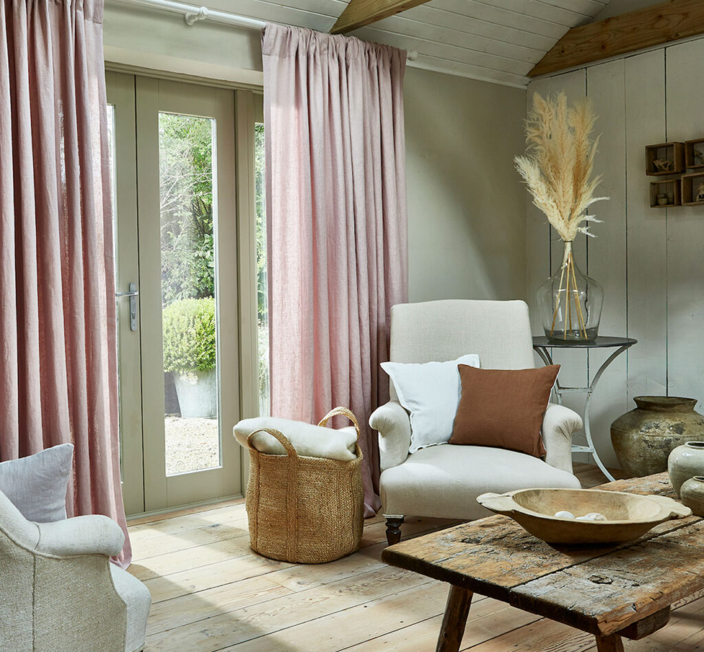 image of living room styled with classic farmhouse design