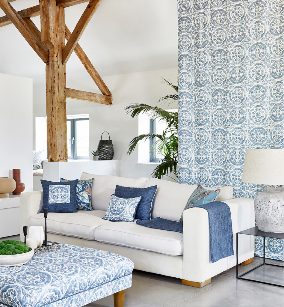 image of room set using pale blue in a summer colour palette 