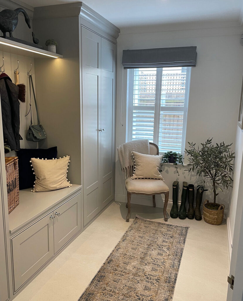 image to show example of what a roman blind look like in a hallway 