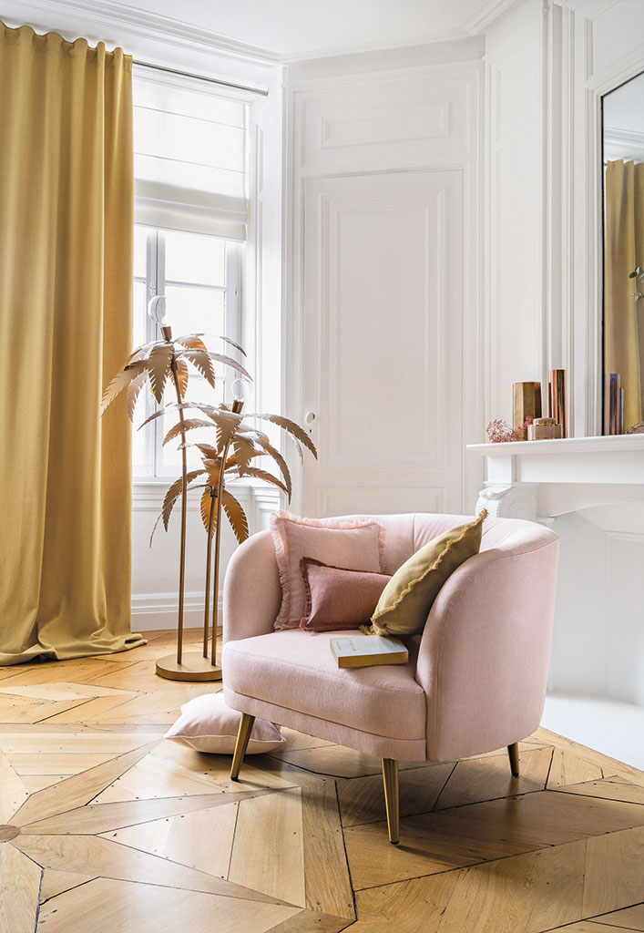 image to show how yellow and pink can work well when using colour blocking in interior design