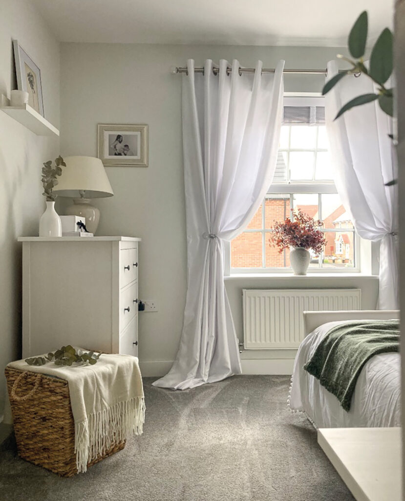 image taken from instagram to show customer example of bedroom using curtains and blinds from blinds direct 