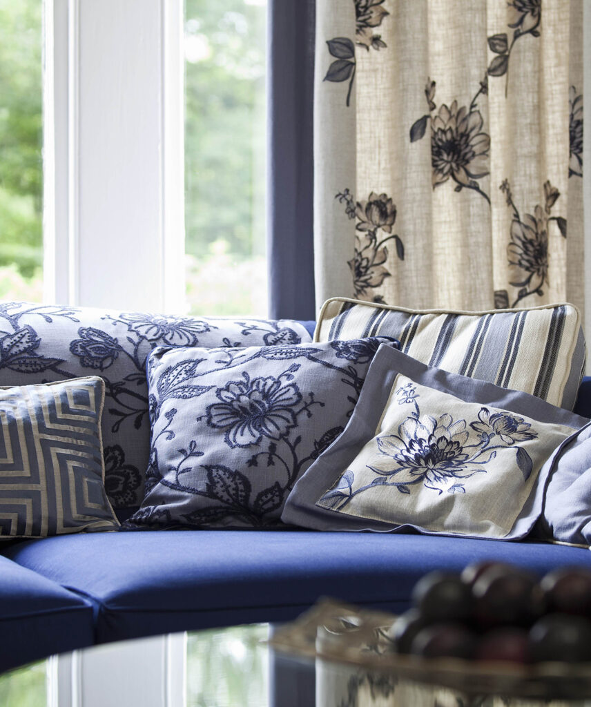 photo to show the types of pattern and print used in new england style interiors 