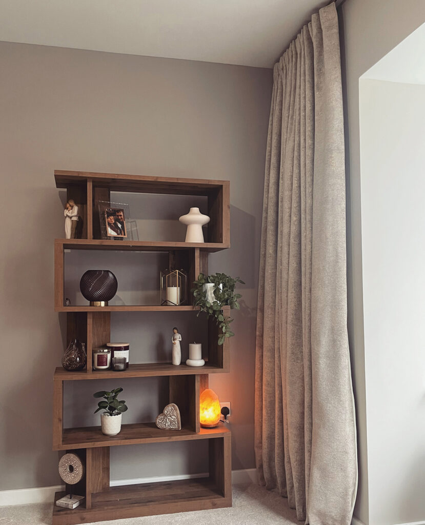photo sent in from social media to show customer using grey velvet curtain from blinds direct 