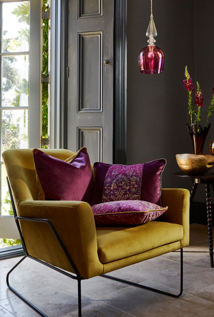 image to show example of yellow and burgundy home decor