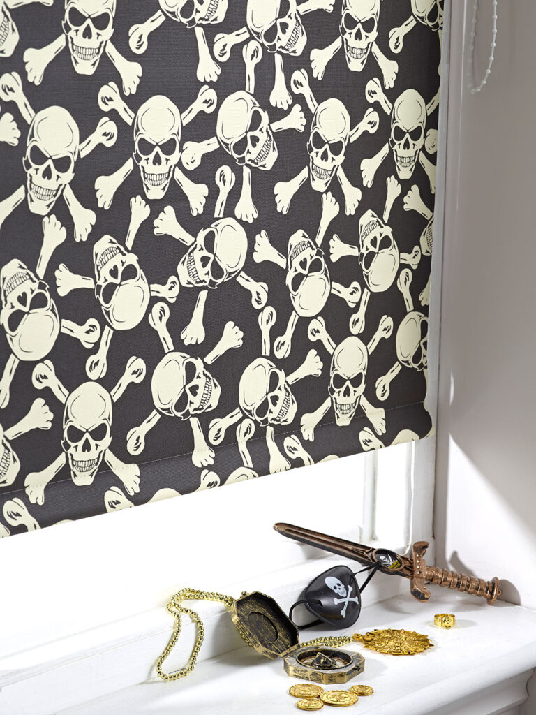 close up image of pirate themed roller blind