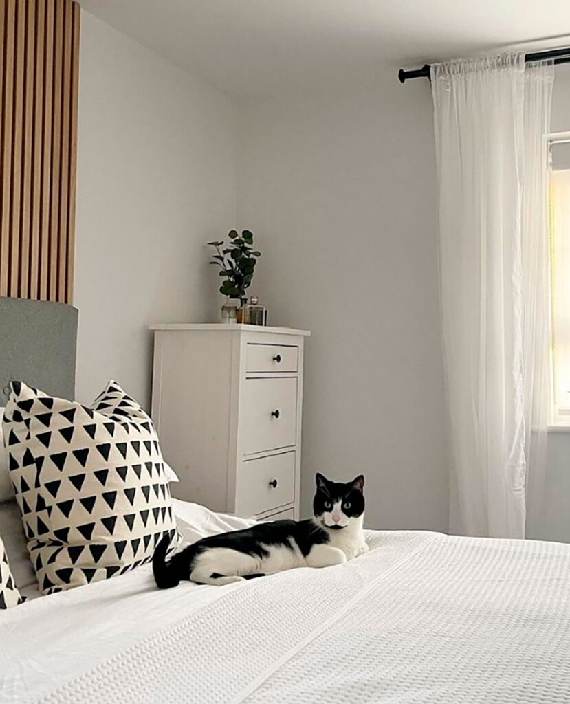 image to show example of customer using a blinds direct voile curtain in their bedroom 